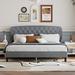 Winston Porter Raland Slat Bed Upholstered/Linen in Gray | 41.7 H x 78.3 W x 81.1 D in | Wayfair 7E3021B3D28E43DFA357814B20AE4420