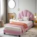 Latitude Run® Upholstered Velvet Fabric Platform Bed w/ Shell-Shaped Headboard Velvet in Pink | 39.5 H x 41.25 W x 79 D in | Wayfair