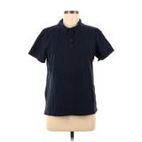 Lands' End Short Sleeve Polo Shirt: Blue Tops - Women's Size Medium