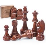 Vamslove Wooden Chess Pieces EC36 Large 4.5 King Set of 32 Luxury Staunton Wood Chessmen for Chess Game Board (Chess Pieces Only) Velvet Storage Bags Included