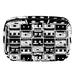 OWNTA Black and White Cassette Tape Pattern Cosmetic Storage Bag with Zipper - Lightweight Large Capacity Makeup Bag for Women - Includes Small Personalized Transparent Bag