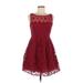 BB Dakota Casual Dress - Mini: Burgundy Solid Dresses - Women's Size 6