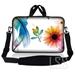 Laptop Skin Shop 14 - 14.9 inch Neoprene Laptop Sleeve Bag Carrying Case with Handle and Adjustable Shoulder Strap - Daisy Flower Leaves Floral