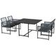 Outsunny 5 Pieces Garden Dining Set, Patio Dining Set, 4 Seater Outdoor Table and Chairs w/ Foldable Backrest, Tempered Glass Top, Handwoven