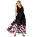 Plus Size Women's Georgette Flyaway Maxi Dress by Jessica London in Black Tossed Floral (Size 20 W)