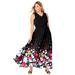 Plus Size Women's Georgette Flyaway Maxi Dress by Jessica London in Black Tossed Floral (Size 32 W)