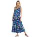 Plus Size Women's Pintucked Sleeveless Dress by Woman Within in Evening Blue Poppy Blossom (Size M)