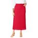 Plus Size Women's Classic Cotton Denim Midi Skirt by Jessica London in Vivid Red (Size 22) 100% Cotton