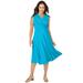 Plus Size Women's Stretch Knit Drape-Over Dress by Jessica London in Ocean (Size 24 W)