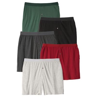 Men's Big & Tall 5-Pack Cotton Boxers by KingSize in Assorted Darks (Size 8XL)