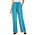 Plus Size Women's Pull-On Elastic Waist Soft Pants by Woman Within in Turq Blue Batik Stripe (Size 16 T)