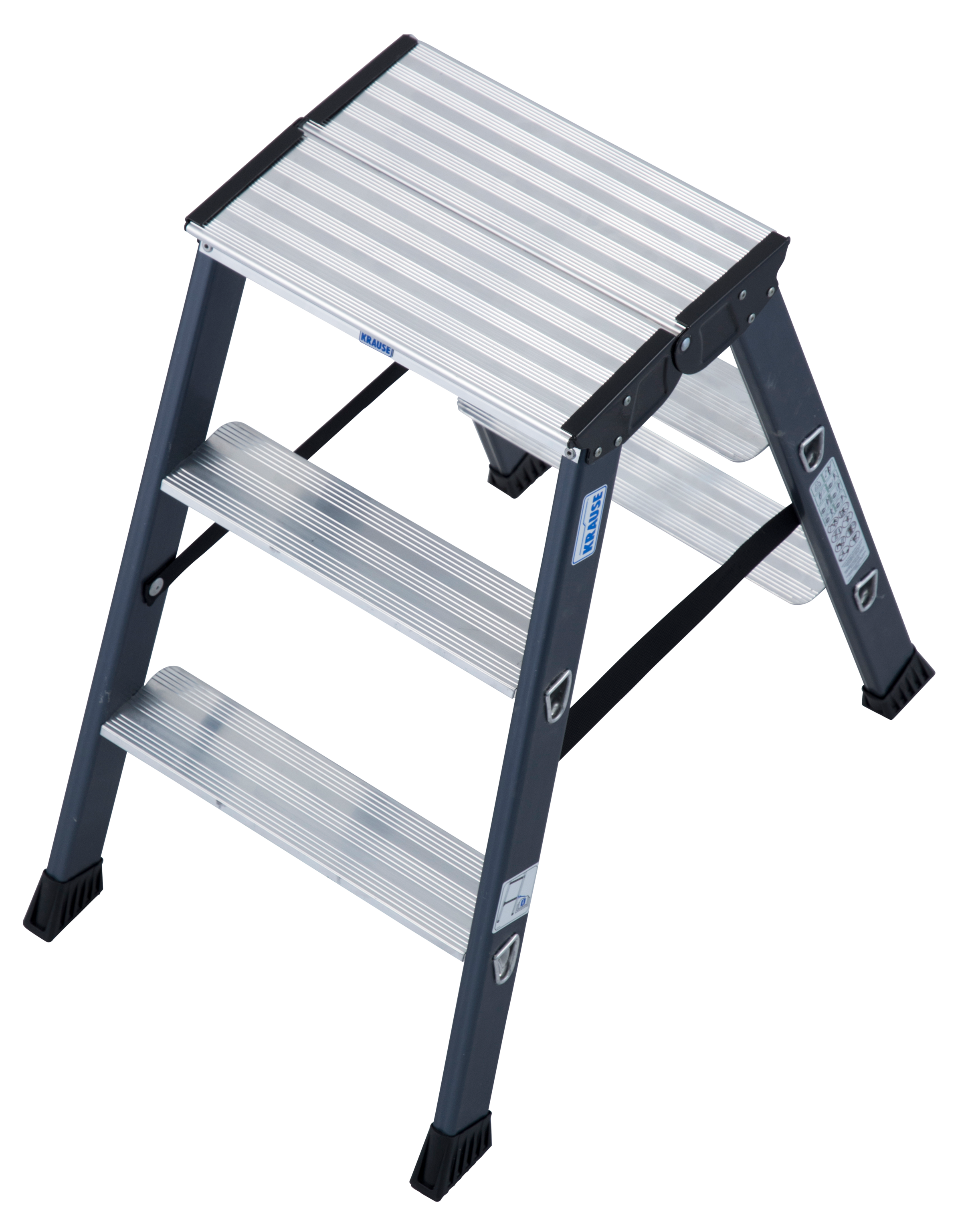 Doppelleiter KRAUSE "SePro D", grau (anthrazit), B:43cm H:25cm L:72cm, Aluminium, Leitern, Alu eloxiert, 2x3 Stufen, Arbeitshöe ca. 220 cm