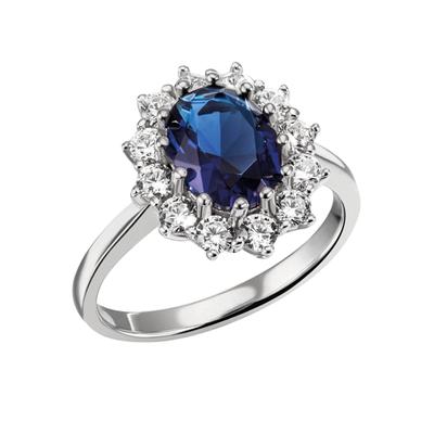 Fingerring FIRETTI "Schmuck Geschenk Silber 925 Silberring Lady D handgefertigt" Gr. 54, blau (silberfarben, saphirblau,