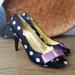 J. Crew Shoes | J. Crew Black Polka Dot Heel With Lilac Bow Accent Ladies Size 7 Nwob | Color: Black/White | Size: 7