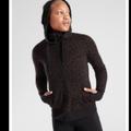 Athleta Jackets & Coats | Athleta Triumph Hoodie Jacket Full Zip Fleece Lined Thumb Holes Leopard Print L | Color: Black | Size: L