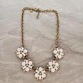 J. Crew Jewelry | J.Crew White Rhinestones Crystals Cluster Statement Necklace | Color: Gold/White | Size: Os