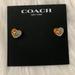 Coach Jewelry | Coach Pave Striped Heart Stud Earrings In Gold | Color: Gold | Size: Os