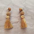 J. Crew Jewelry | J.Crew Gold Beaded Rhinestone Crystal Tassel Drop Dangle Earrings | Color: Gold | Size: Os