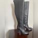 Michael Kors Shoes | Michael Kors Over Knee Leather Boots Silver Link Chain Heel | Color: Black/Silver | Size: 9