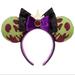 Disney Accessories | Evil Queen Snow White Glitter Poison Apple Gold Crown Minnie Ear Headband | Color: Black/Green | Size: Os