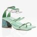 Free People Shoes | Free People Parker Chain Heel Green Metallic Strappy Sandal Shoe Glitter | Color: Green/Silver | Size: 9