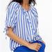 J. Crew Tops | J. Crew Button Front Top With Tie Sleeves Blue And White Stripe Xl Br776 New | Color: Blue/White | Size: Xl