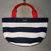 Kate Spade New York Bags | Kate Spade New York Handbag Navy And White Striped Fabric W/ Red Handles Large | Color: Blue/Red/Tan/White | Size: Os