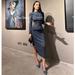 Zara Dresses | Blogger's Fave! Zara Knotted Asymmetric Midi Dress Nwt | Color: Blue/Gray | Size: S