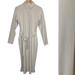 Athleta Dresses | Athleta Urbanite Midi Dress Textured City Stripe Abalone Beige Belted, Size Xs | Color: Gray/Tan | Size: Xs