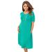 Plus Size Women's Stretch Knit A-Line Dress by Jessica London in Aqua Sea (Size 34/36)