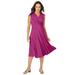 Plus Size Women's Stretch Knit Drape-Over Dress by Jessica London in Raspberry (Size 20 W)