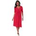 Plus Size Women's Pleated Tunic Dress by Jessica London in Vivid Red Dot (Size 26 W)