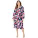 Plus Size Women's Liz&Me® Peasant Wrap Dress by Liz&Me in Navy Painted Floral (Size 1X)