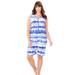 Plus Size Women's Zip-Front Terry Romper by Dreams & Co. in Ultra Blue Tie Dye Stripe (Size 5X)