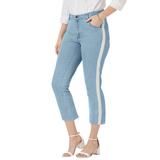 Plus Size Women's Classic Cotton Denim Capri by Jessica London in Light Wash Stripe (Size 14) Jeans