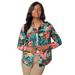 Plus Size Women's Classic Cotton Denim Jacket by Jessica London in Multi Tropical Animal (Size 18) 100% Cotton Jean Jacket