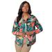 Plus Size Women's Classic Cotton Denim Jacket by Jessica London in Multi Tropical Animal (Size 30) 100% Cotton Jean Jacket