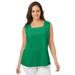 Plus Size Women's Square Neck Tank by Jessica London in Kelly Green (Size L)