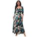 Plus Size Women's Pullover Wrap Knit Maxi Dress by The London Collection in Black Tropical Animal (Size 32 W)