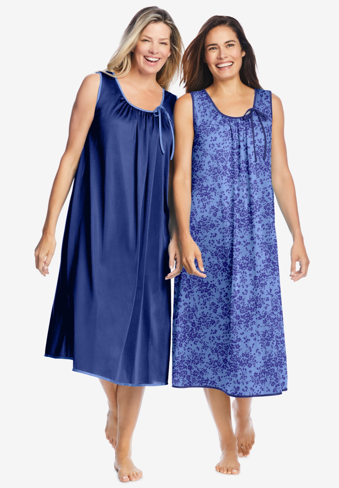 Plus Size Women's 2-Pack Sleeveless Nightgown by Only Necessities in Ultra Blue French Blue Flower (Size 4X)