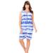 Plus Size Women's Zip-Front Terry Romper by Dreams & Co. in Ultra Blue Tie Dye Stripe (Size L)