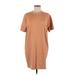 Uniqlo Casual Dress - Mini Crew Neck Short sleeves: Brown Print Dresses - Women's Size Medium