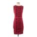 Kardashian Kollection Casual Dress - Bodycon High Neck Sleeveless: Burgundy Print Dresses - Women's Size Small