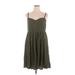 Torrid Casual Dress - Mini Sweetheart Sleeveless: Green Print Dresses - Women's Size 1X Plus