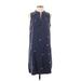 Cloth & Stone Casual Dress - Shirtdress: Blue Dresses - Women's Size Small