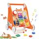 Wooden Baby Walker, Sit-to-Stand Learning Baby Walkers for Toddlers, Multiple Activity Center Orange Toys with Music, Educational Gifts for Babies