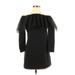 Zara Casual Dress - Party Open Neckline 3/4 sleeves: Black Solid Dresses - Women's Size Small