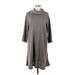 New Directions Casual Dress - Sweater Dress Turtleneck 3/4 sleeves: Gray Dresses - Women's Size X-Large