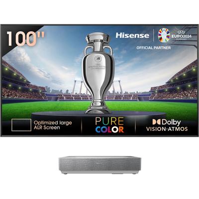 HISENSE Laser-TV "Hisense 100L5HD Daylight Screen (100 Zoll) Laser TV Projektor" Beamer 4K, HDR, Game Mode, Dolby Atmos silberfarben (silber)