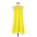 Dee Elle Casual Dress - A-Line Crew Neck Sleeveless: Yellow Print Dresses - Women's Size Small